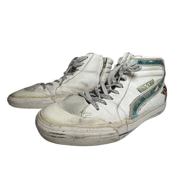Golden Goose Slide High-Top Sneakers Leopard Star Distressed Leather EU 37 - Picture 7 of 12